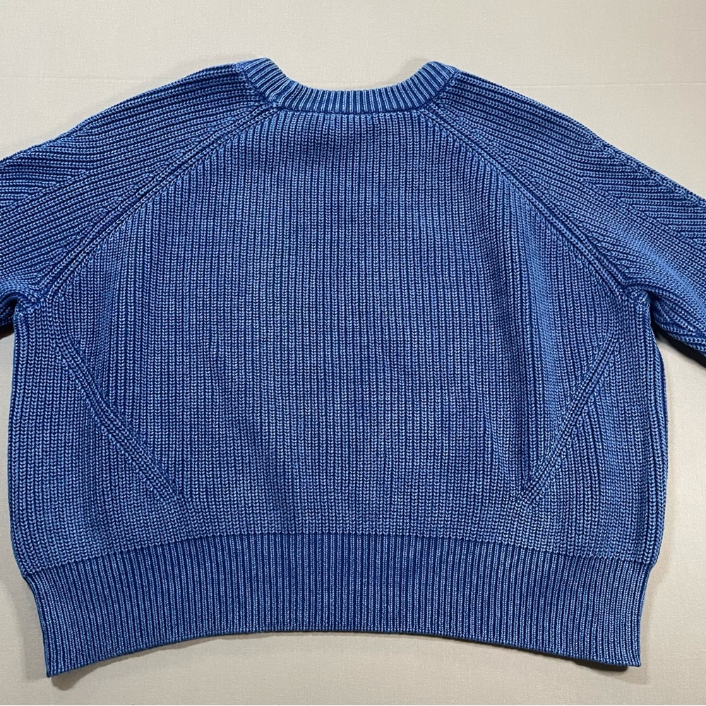 Demylee Chelsea Cotton Crew Sweater in Washed Denim, Herringbone - Womens Medium - Picture 12 of 16